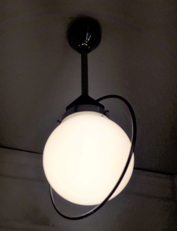 Art Deco aluminium and globe ceiling light