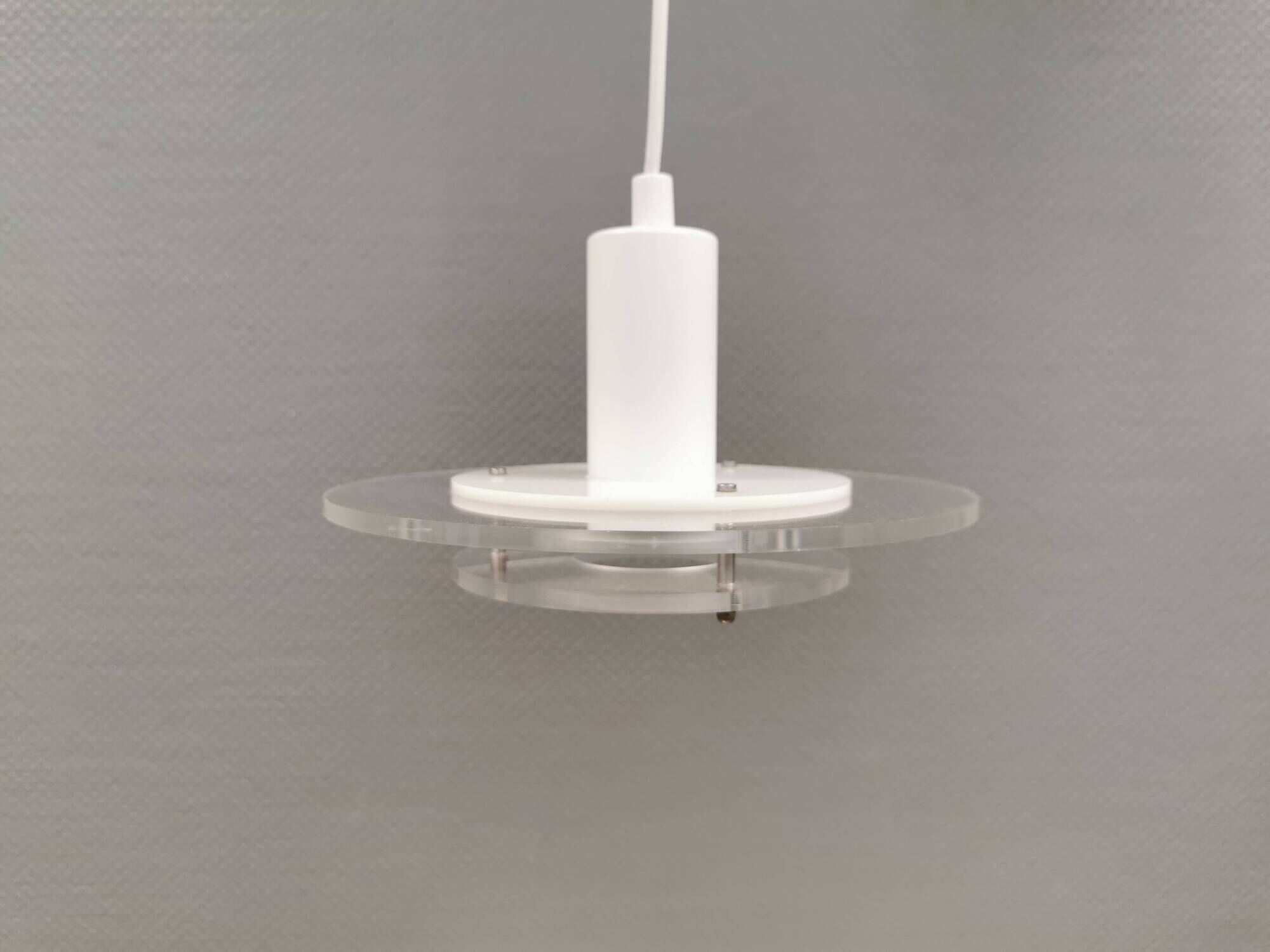Small Space Age hanging lamp made of plexiglass. Denmark 1980s