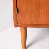 Scandinavian teak sideboard with drawers and hidden desk