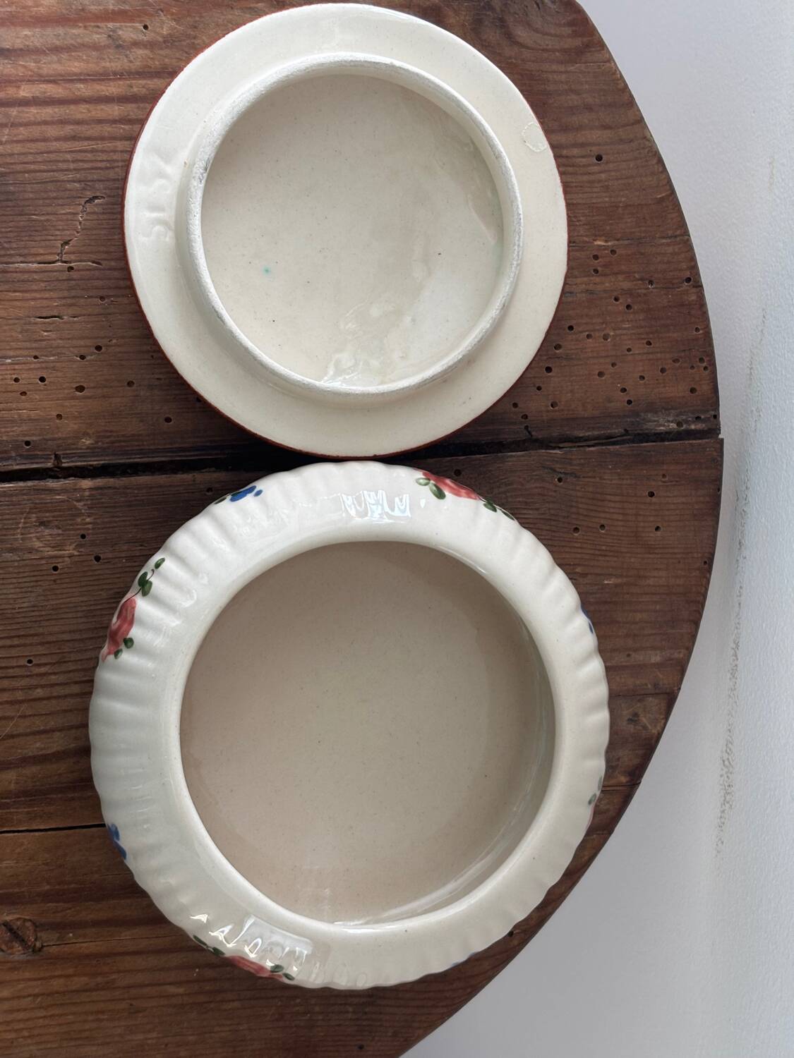 Vintage lot of two shabby chic candy jars hand-decorated.