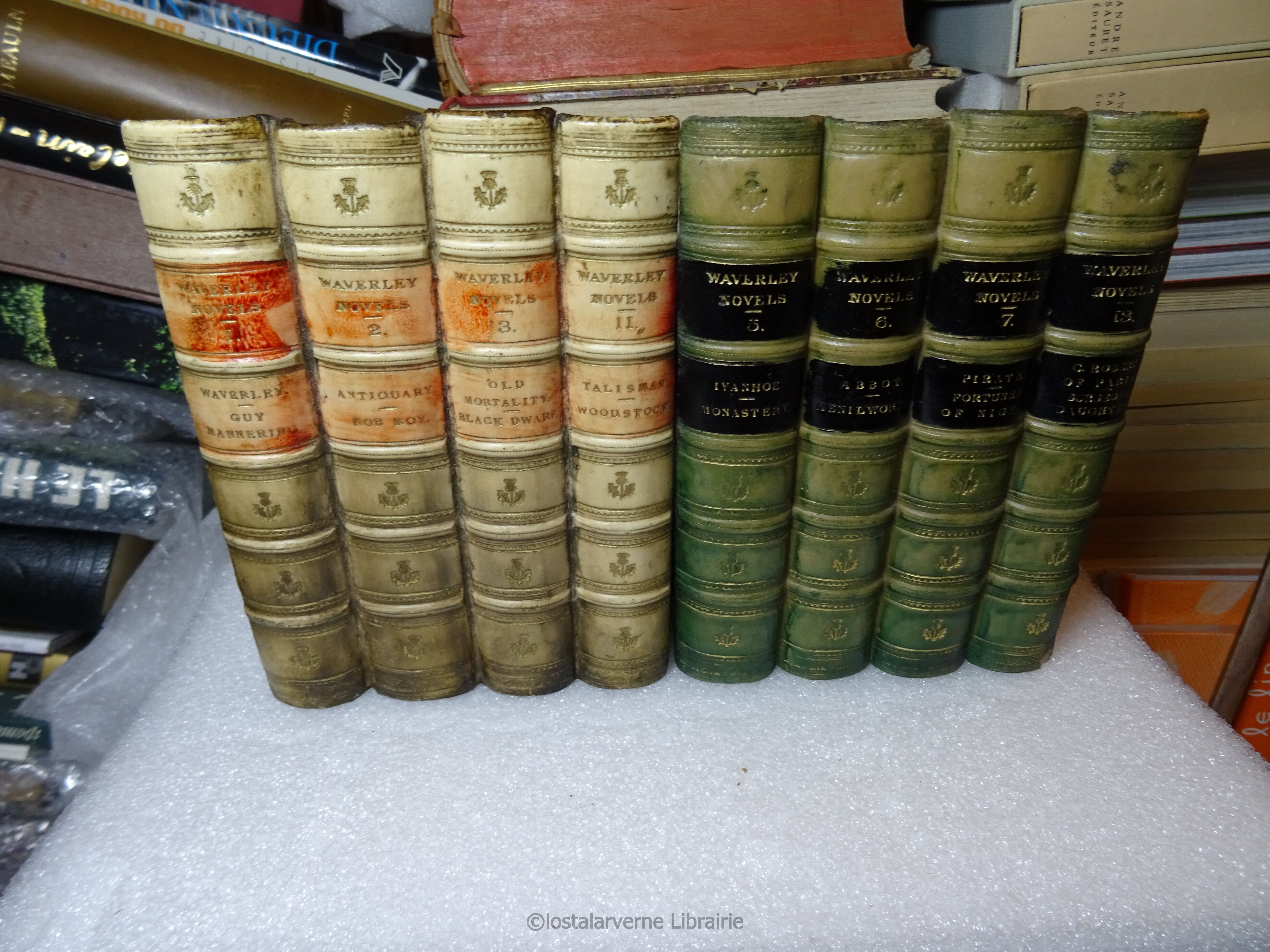 Lot of 4 cd racks for 40 cds - walter scott fake book front - made in uk vintage