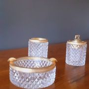 1950s Baccarat crystal and gold-plated metal smoker's kit
