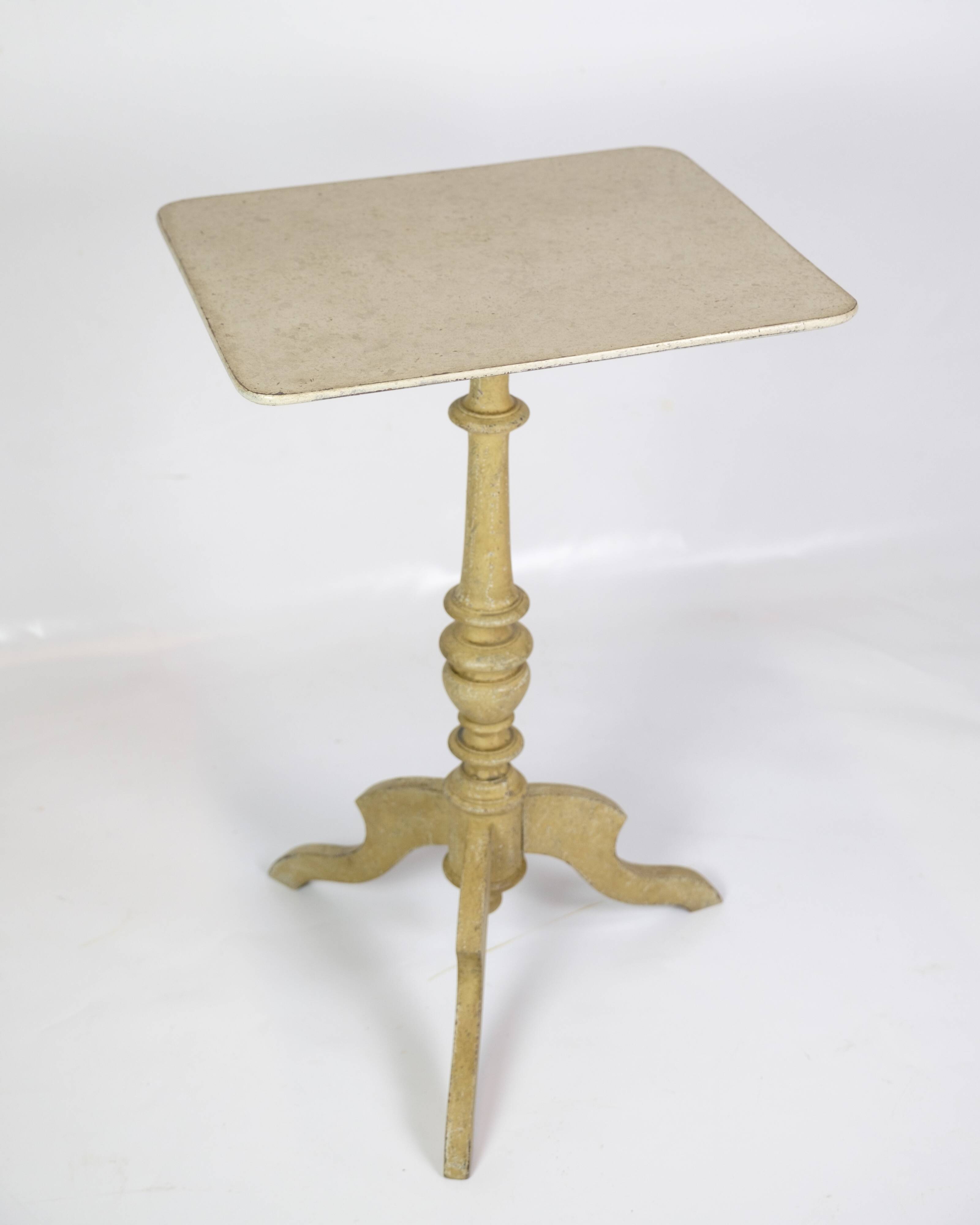 Table à colonnes peinte originale fabriquée en gris et jaunâtre des années 1840
