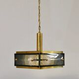 Mid-century Malmö Metallvarufabrik pendant light brass and glass