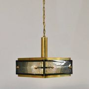 Suspension Malmö Metallvarufabrik du milieu du siècle en laiton et verre
