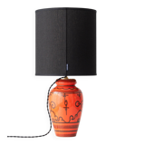 Ceramic table lamp Dutch Orange Gouda “Tokio”, 1970s, black linen shade