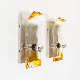 Stunning pair (2) of Murano Glass Wall Sconces by AV Mazzega