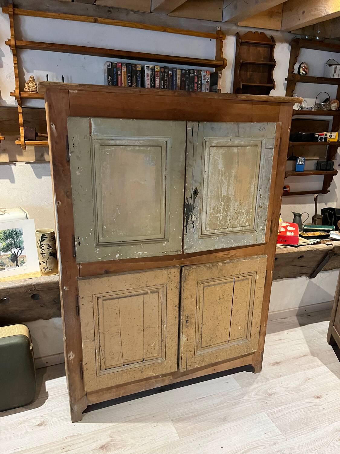 Vintage farmhouse high sideboard from the 19th century