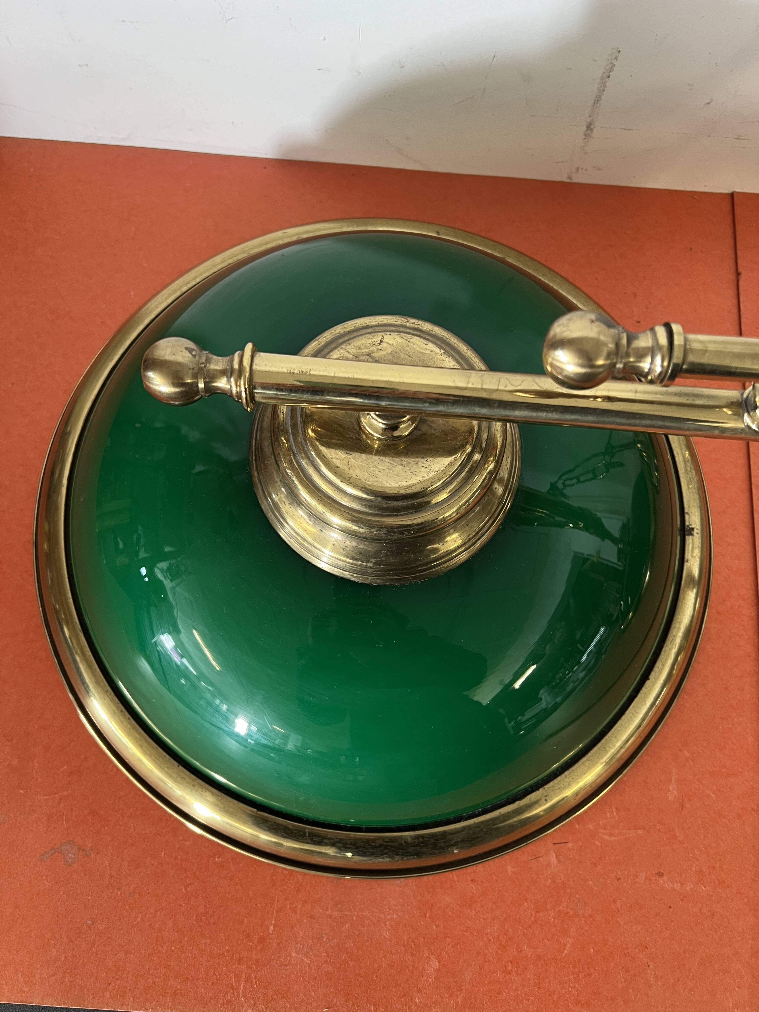 Lighting, billiard chandelier in brass and opaline