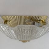 Paire d'appliques vintage moulé pressé, verre de Murano, Italie, 1980