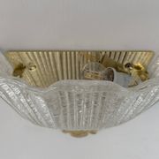 Pair of vintage pressed molded wall sconces, Murano glass, Italy, 1980