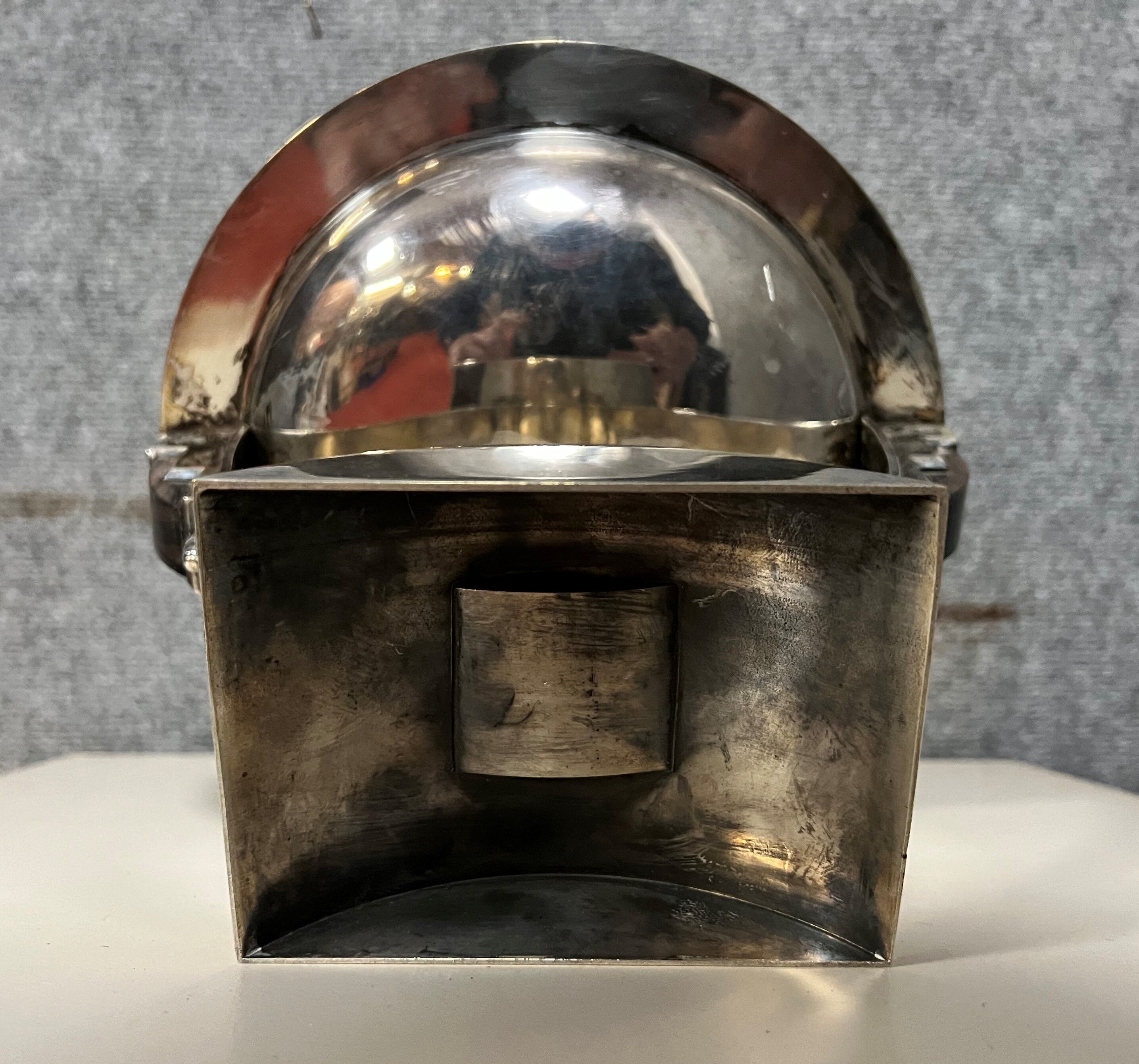 Atypical shaped centerpiece in silver and ebony metal Art Deco era