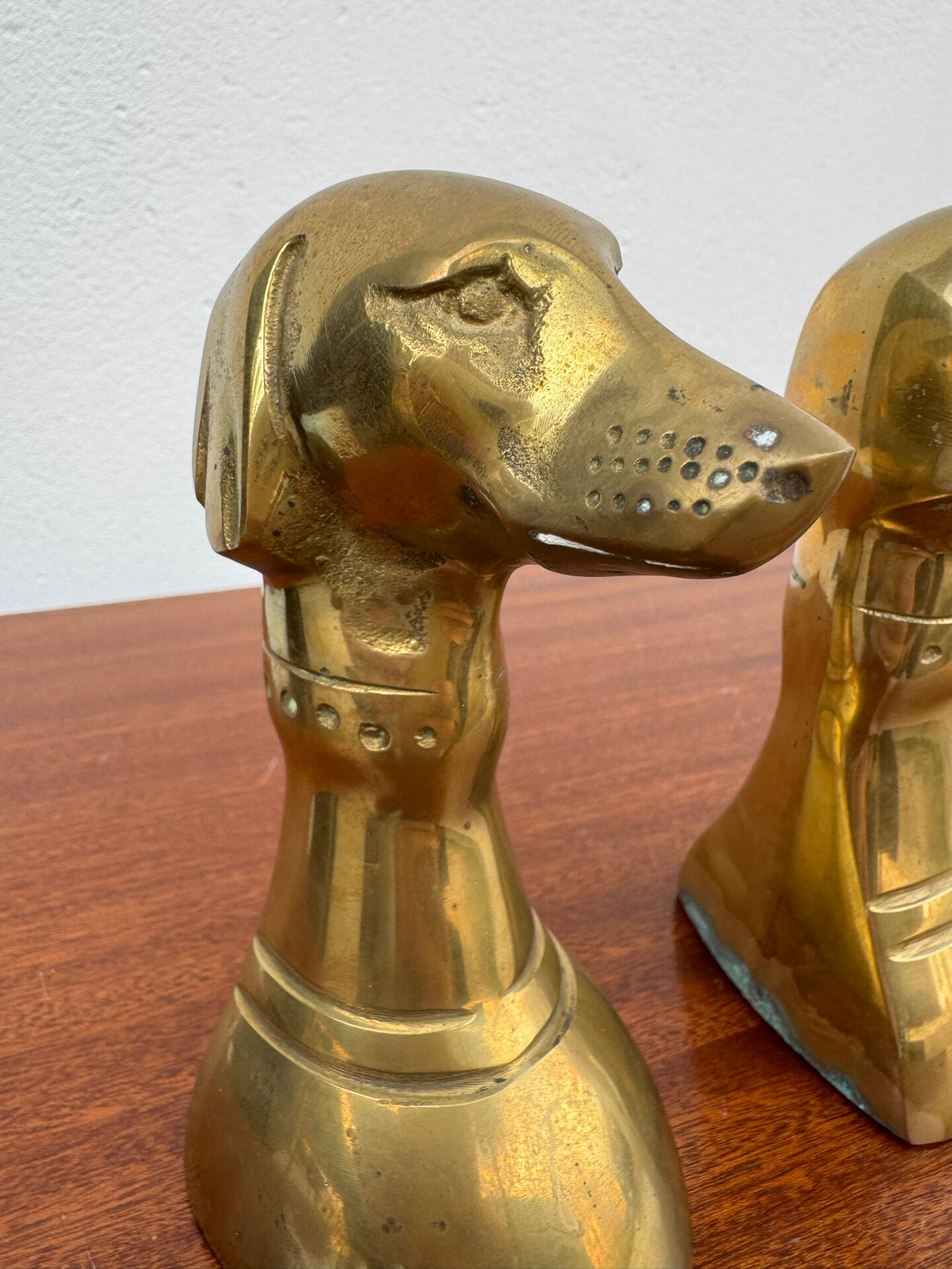 Dog bookends, solid brass, 1970s.