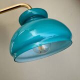 Vintage angled globe wall light in blue opaline