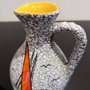Small vase or jug fat lava Vallauris signed Tess