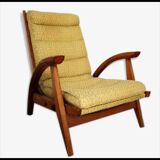 Vintage yellow wood rocking chair