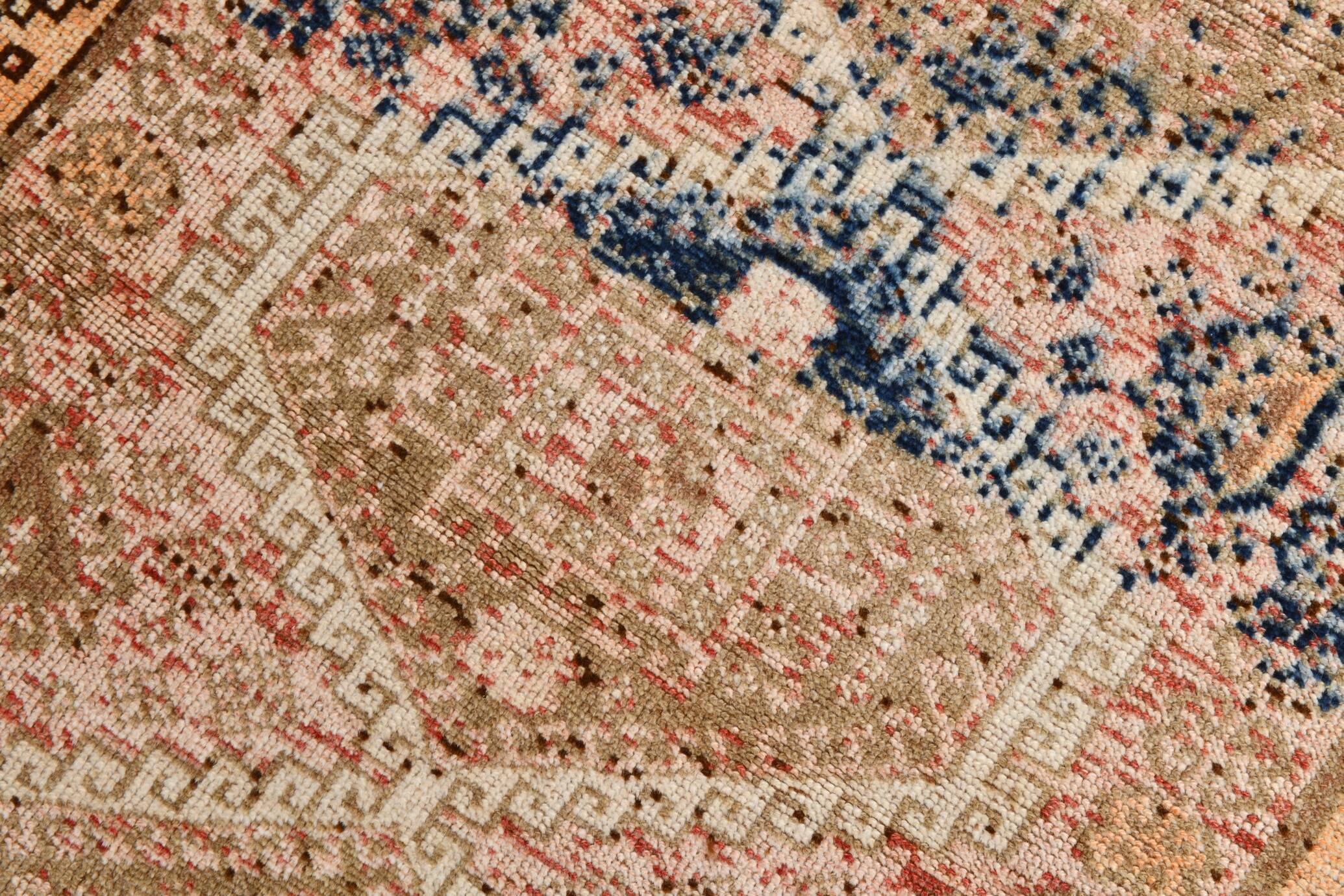 4x8 Brown Cream Geometric Vintage Rug, 112x241Cm