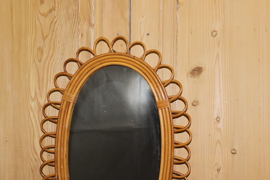Rattan mirror circa 1960 41x60cm