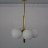 Sputnik brass and glass ceiling chandelier from Kaiser Idell / Kaiser Leuchten, Germany, 1960s