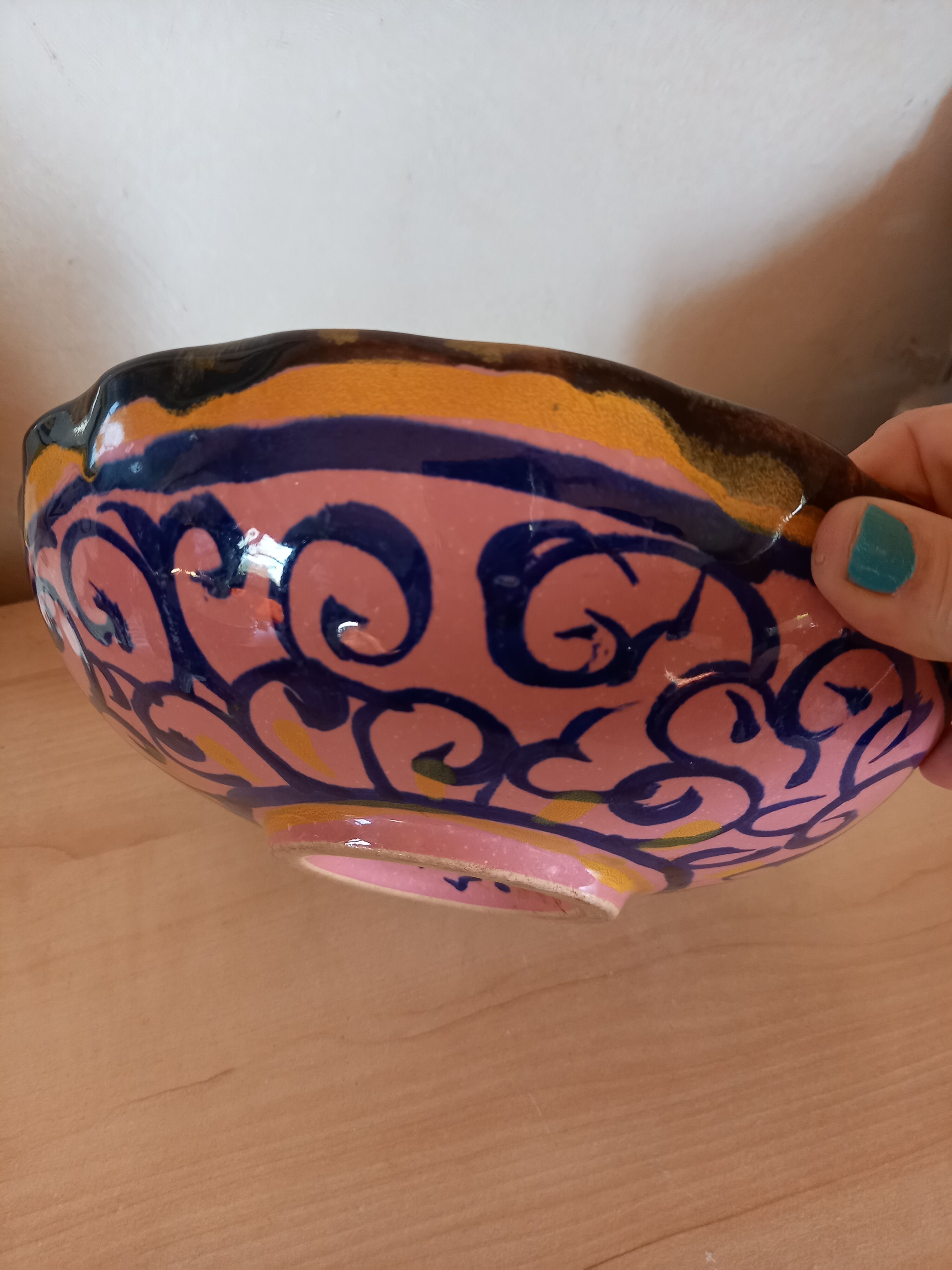 Hollow dish cut Paul Yvain Keraluc earthenware Quimper vintage