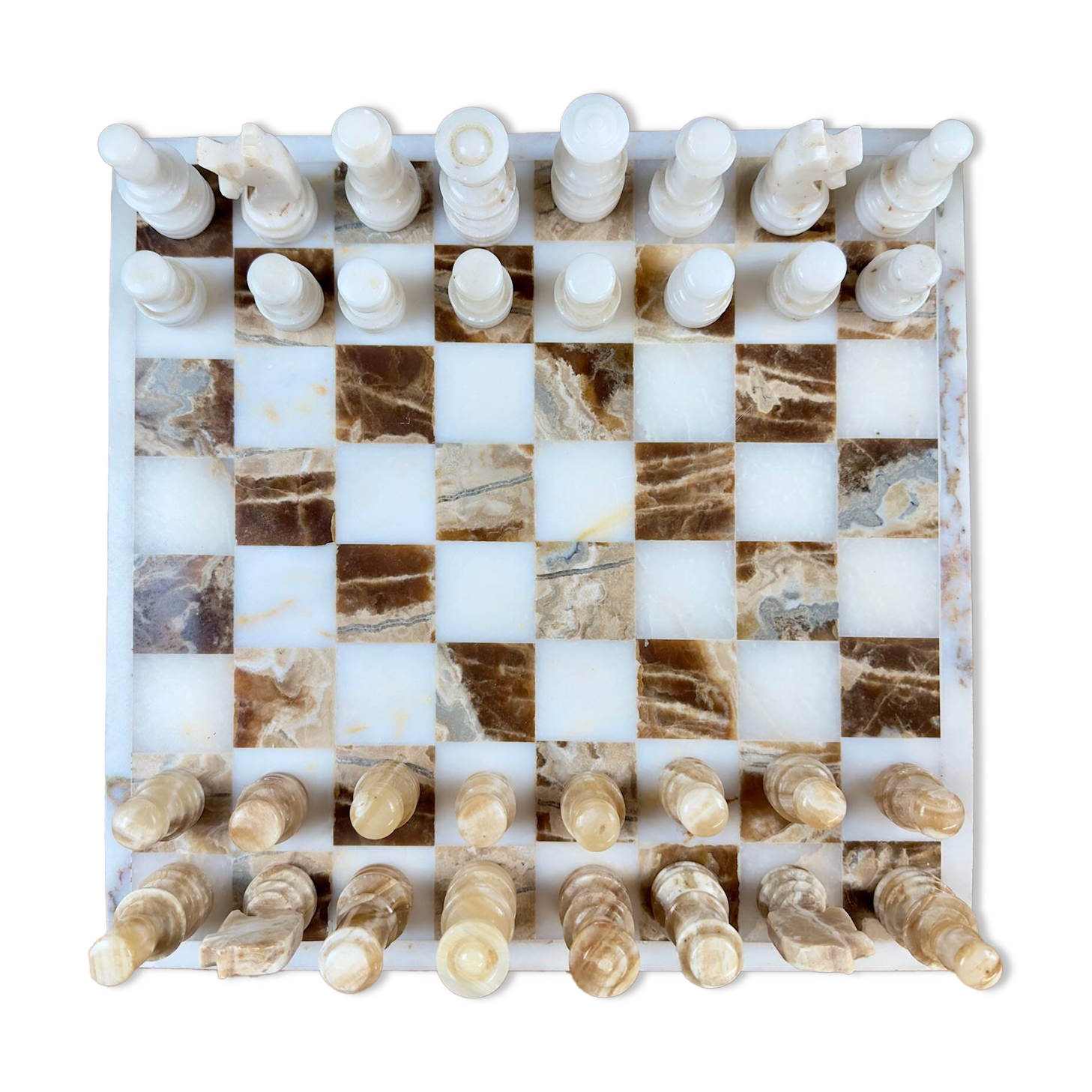 Jeu d’échecs en onyx – Plateau et pièces en pierre naturelle