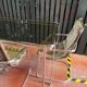 Vintage Italian table with tubular frame and smoked glass, 1970