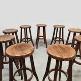 Brutalist design wooden vintage barstools 19 x