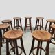 Brutalist design wooden vintage barstools 19 x