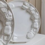 Set of 2 White Ceramic Plates with Sculpted Fruit Relief – Vintage Italy 1980s Mid-Century Decor