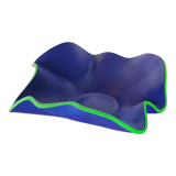 Blue ceramic wavy fruit basket