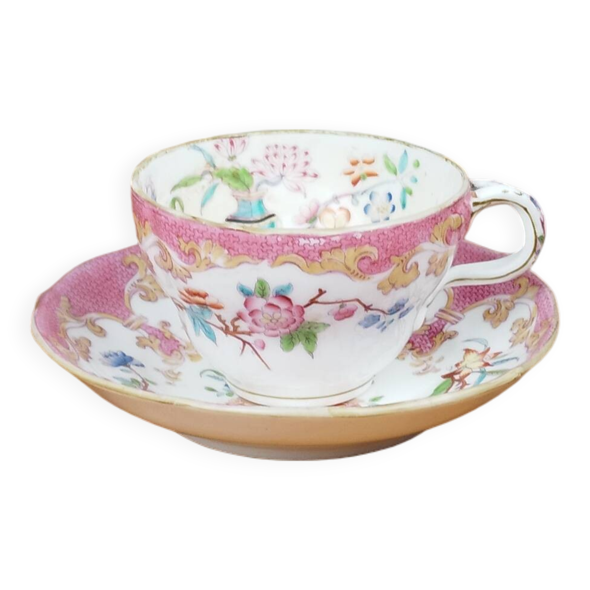 Porcelain Cup & Saucer, Palais Royal Lahoche in Paris, 19th Century Chinese Decor