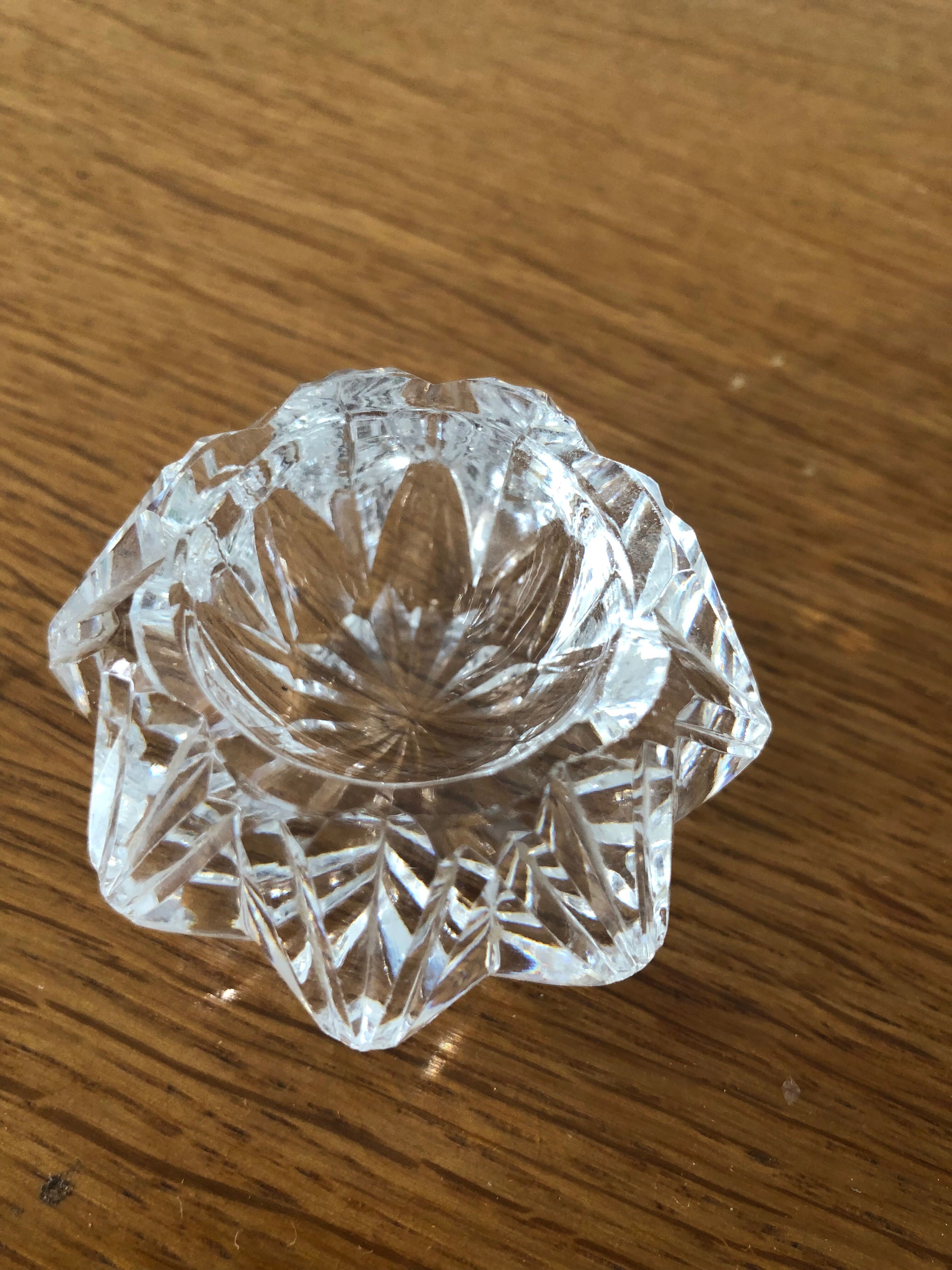 3 cut glass candle holders