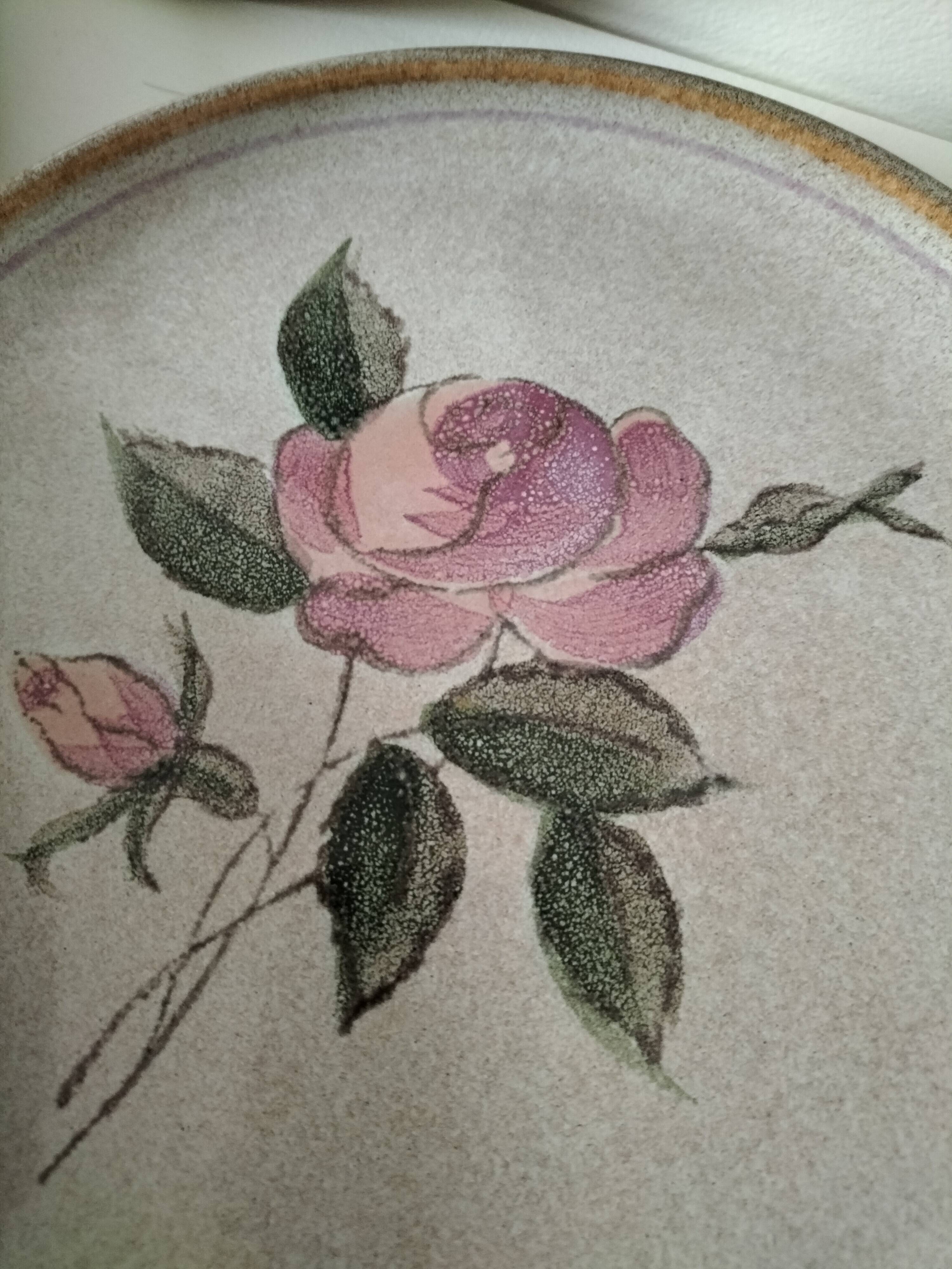 6 vintage stoneware dinner plates – Rosita model by MBFA Pornic