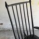 Black solid wood Scandinavian Windsor rocking chair — tall spindle back, mid-20th century