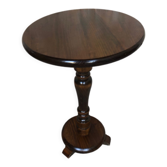 Fifth wheel side table vintage round wood