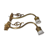 pair of bronze swan collar wall light