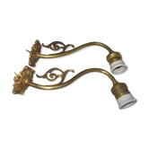 pair of bronze swan collar wall light