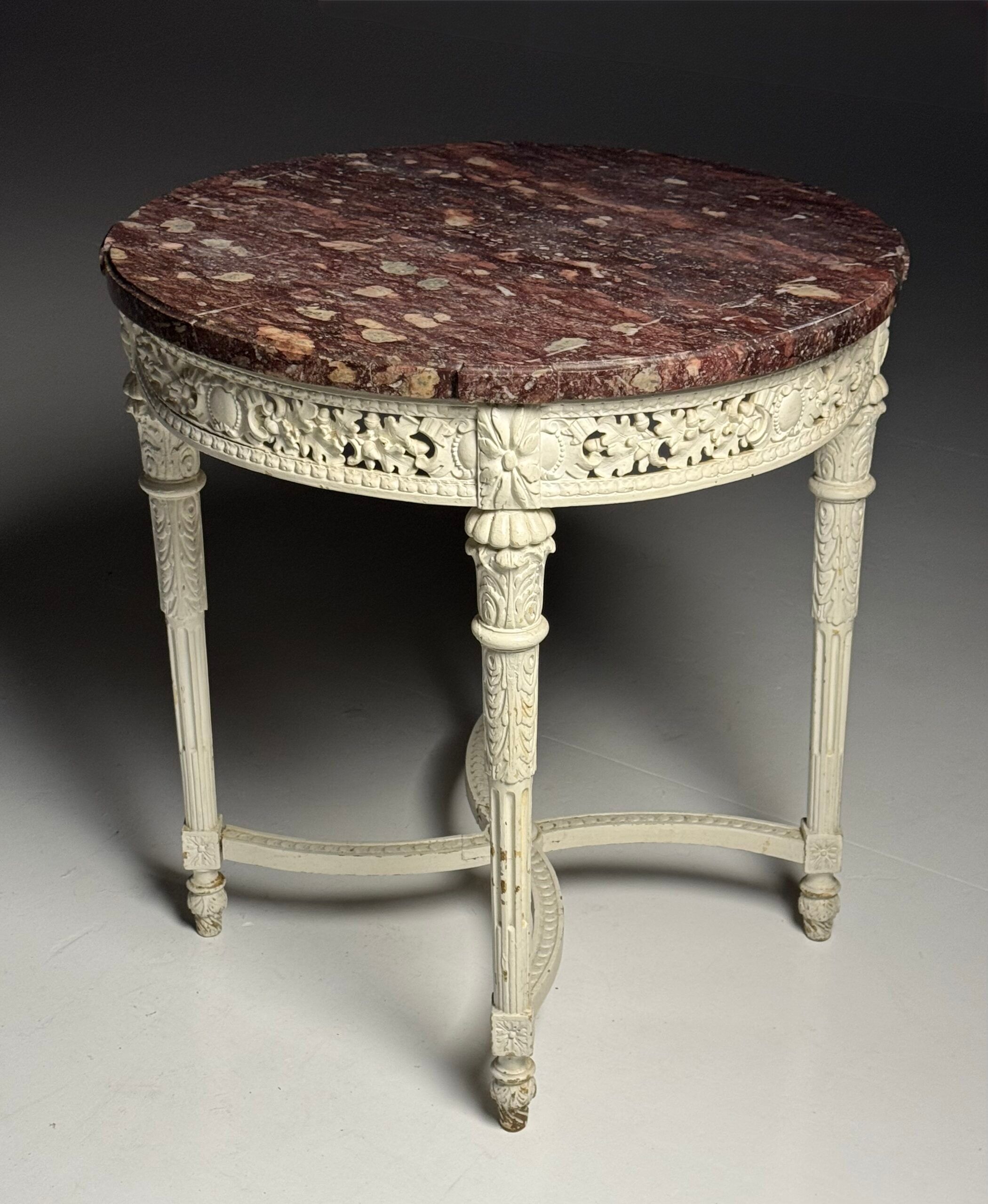 Table de café guéridon en marbre rouge du 19ème siècle