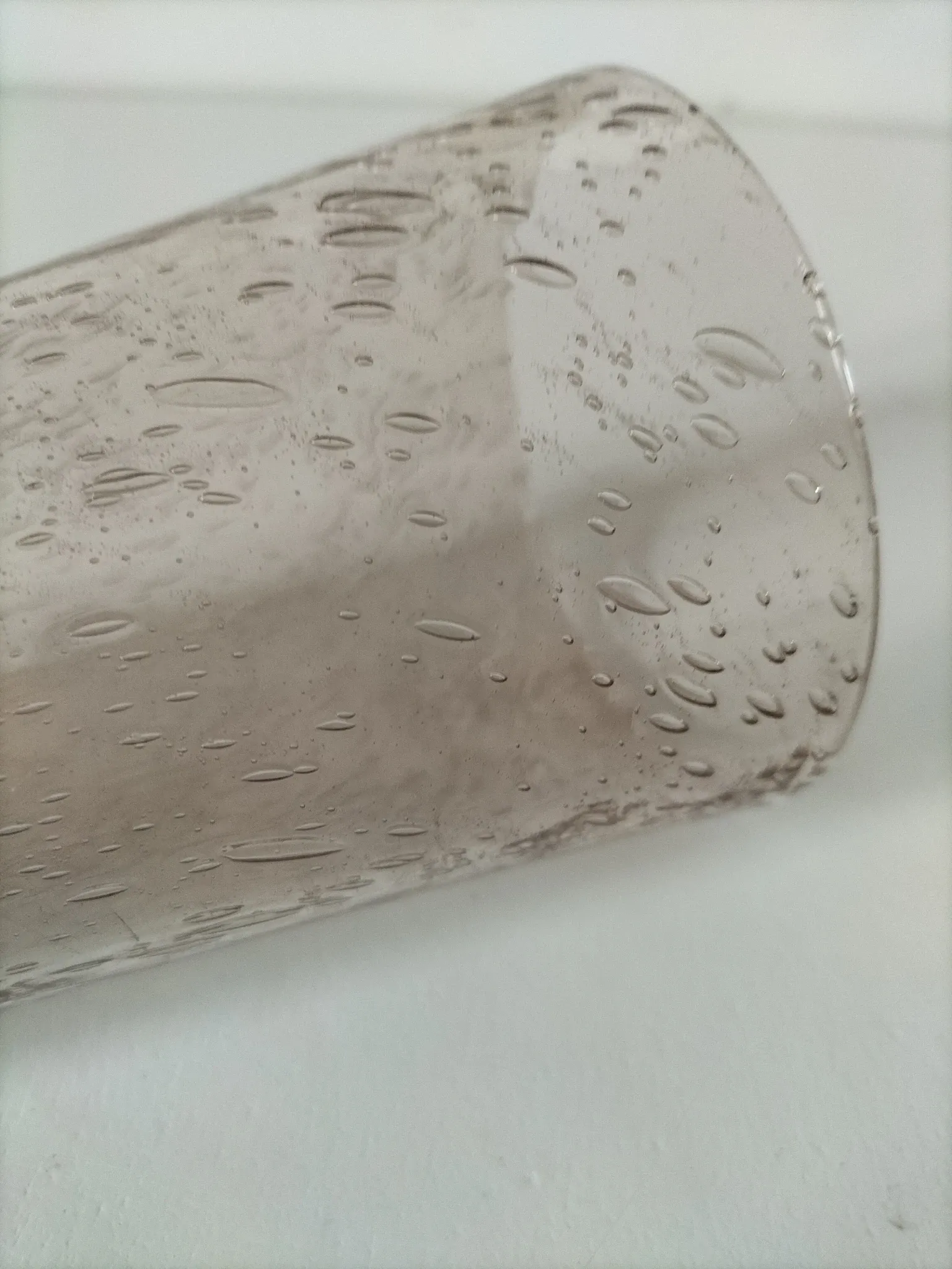 Bubble glass vase signed Biot – Pink beige