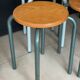 Set of 4 metal and wood workshop stools