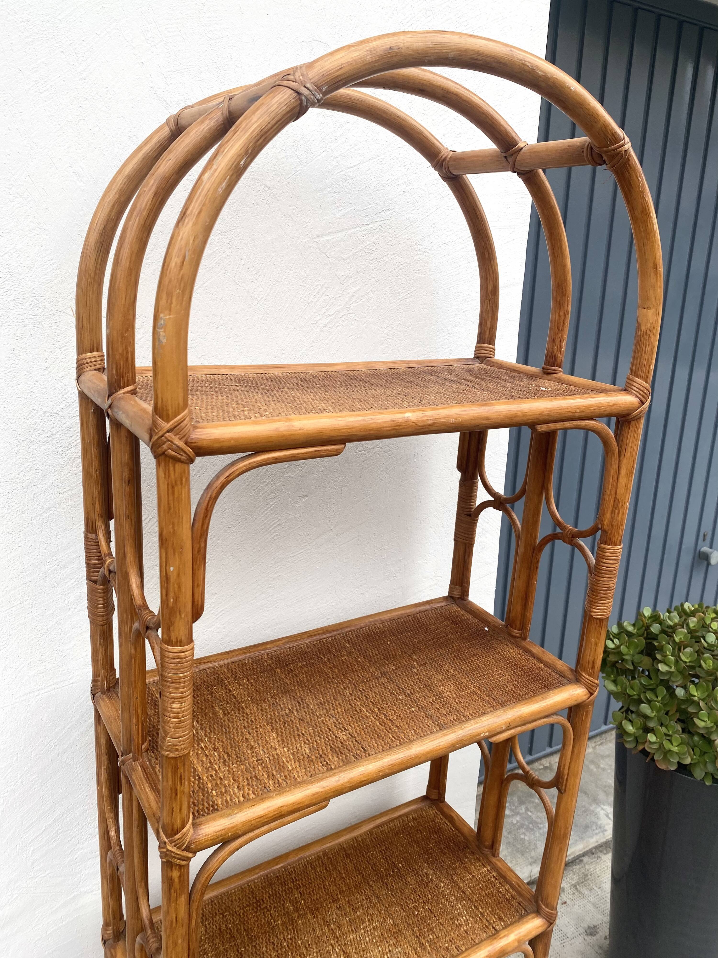 Antique rattan bookcase