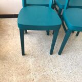 Series of 4 chairs bistrot bleu canard