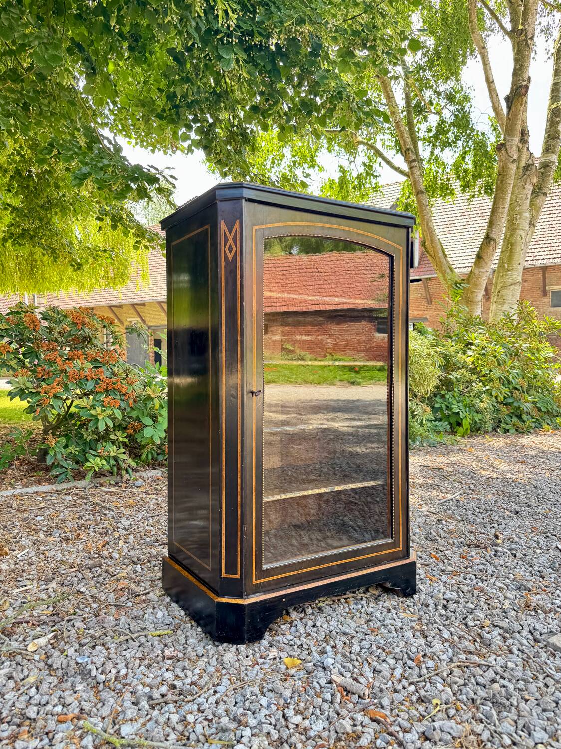Blackened wooden display case from the Napoleon III period, 19th century