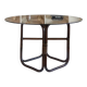 Round dining table in rattan, smoked glass top, 1970s.