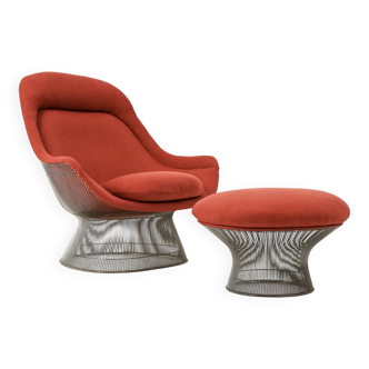 Armchair and footrest by Warren Platner for Knoll International, 1960s.