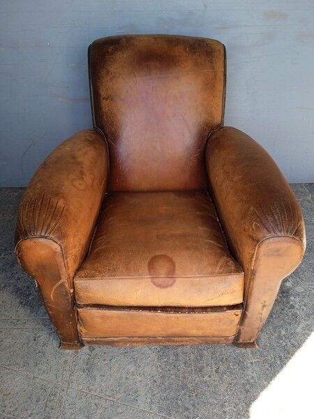 Club leather armchair art deco period 1940