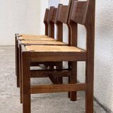 Mulched chairs in vintage solid elm 1960