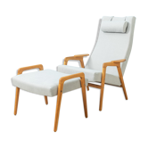 Fauteuil avec repose pied par Yngve Ekström pour Pastoe des années 1960