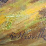 Painting signed neuville – 1950 – forest landscape