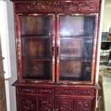 Asia 19th century: Ancient lacquer library, richly carved and adorned.